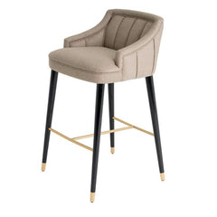 High Raised Rotating Bar Chair with Grey Upholstery and Black Legs ( Sarom Glaze 101)