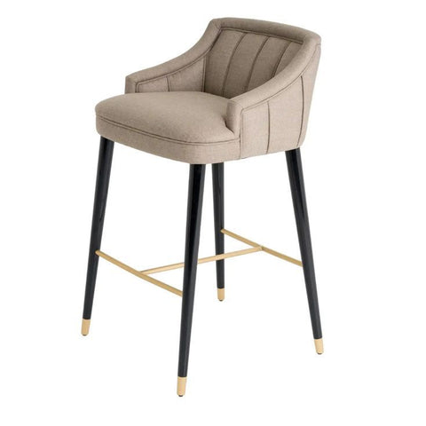High Raised Rotating Bar Chair with Grey Upholstery and Black Legs ( Sarom Glaze 101)