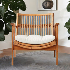 Rattan White Accent Chair with Cushion