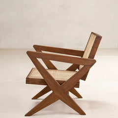 Rattan Modern Cane Armchair In Natural Finish