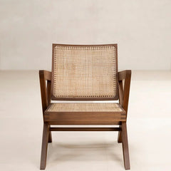 Rattan Modern Cane Armchair In Natural Finish
