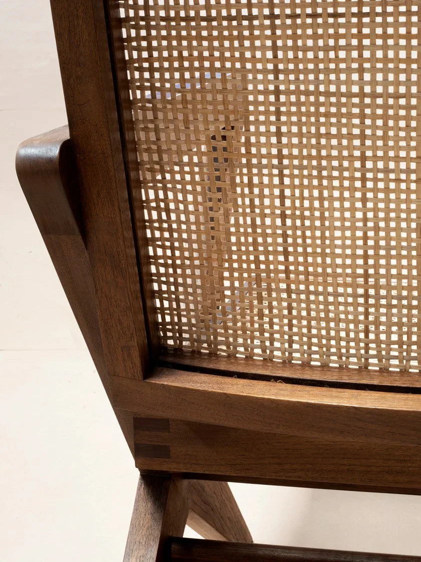 Rattan Modern Cane Armchair In Natural Finish