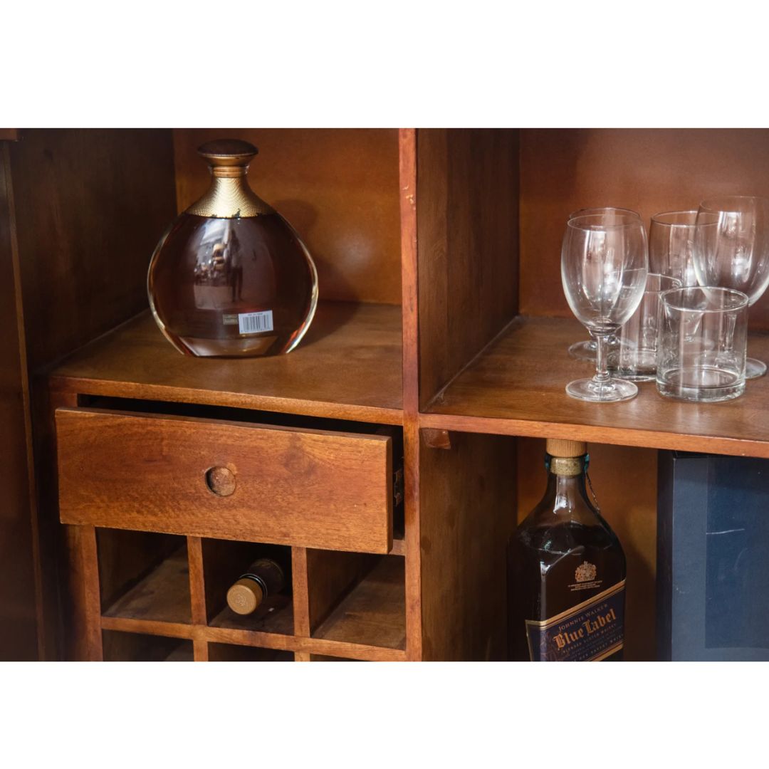 Premium Finish Mango Wood Bar Cabinet
