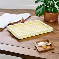 Bone Inlay Large Serving Tray - Honeycomb Pattern