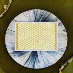 Bone Inlay Large Serving Tray - Honeycomb Pattern
