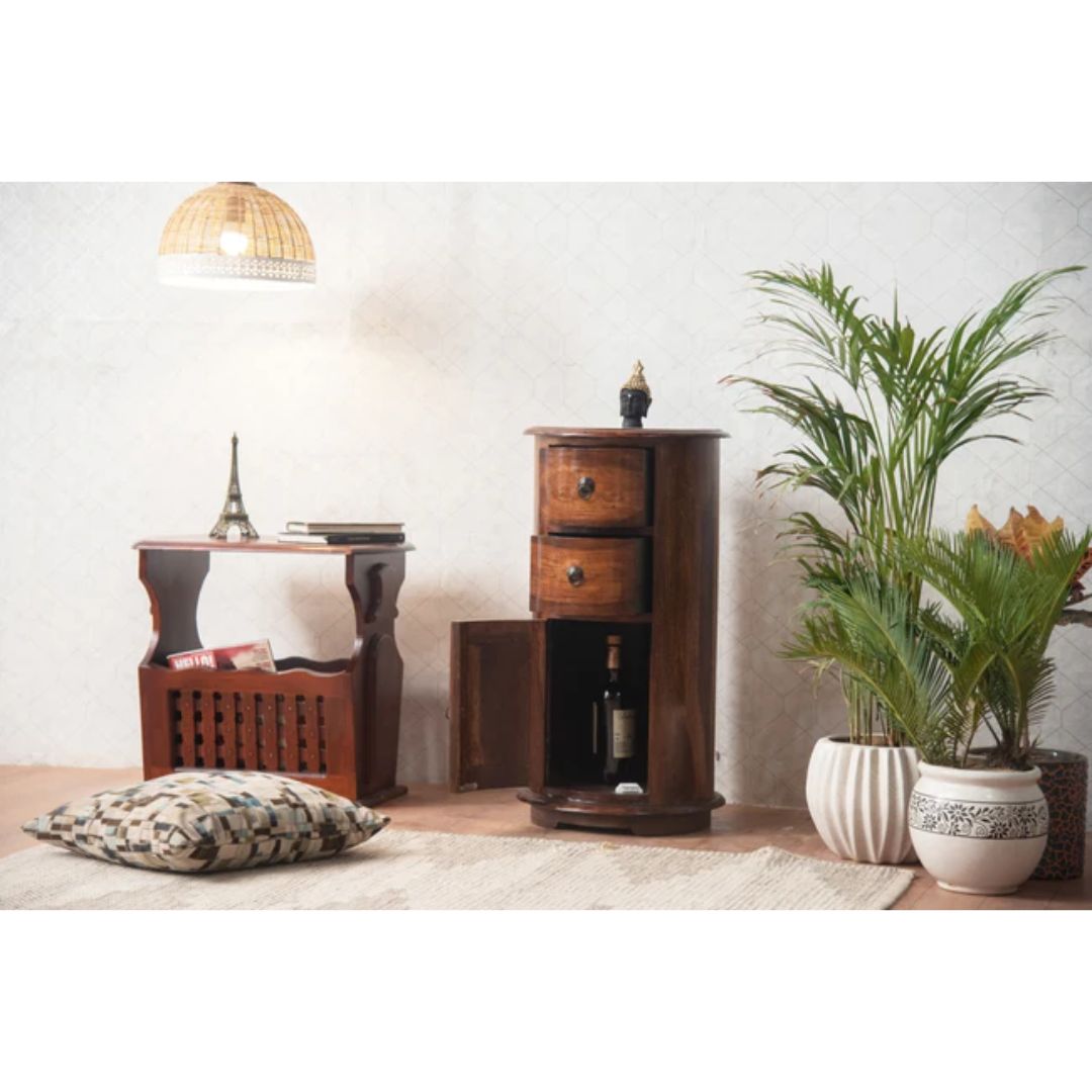 Classic Sheesham Wood Olive Bar Cabinet