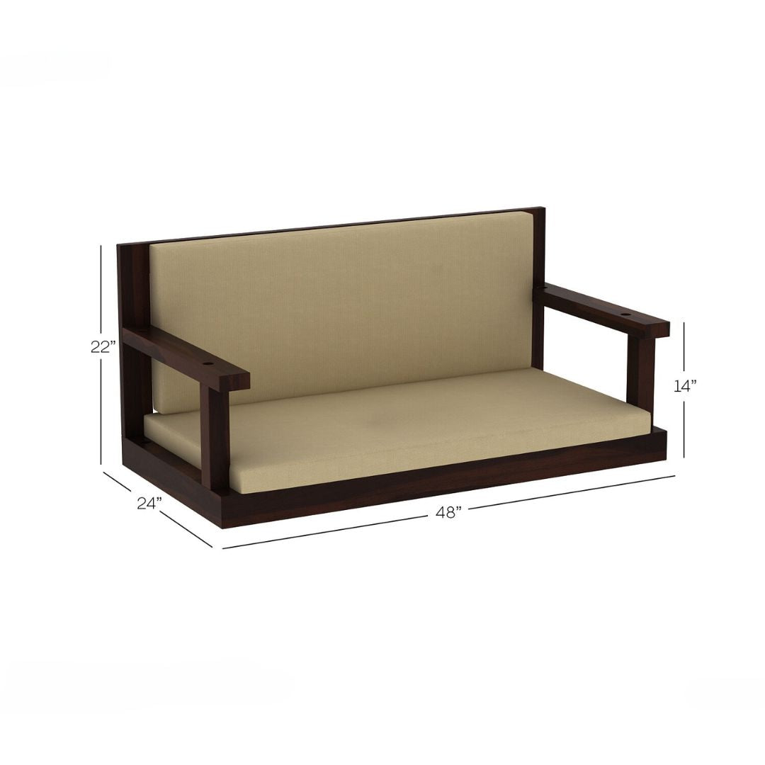 Classic  Solid Wood Walnut finish 2 Seater Swing Chair