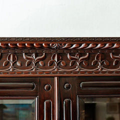 Traditional & Classic Carved Rosewood Glass Front Cabinet