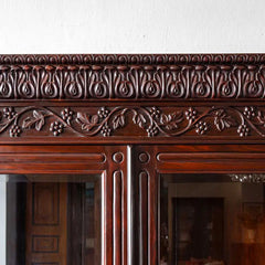 Traditional & Classic Carved Teakwood Glass Front Cabinet