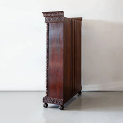 Traditional & Classic Carved Teakwood Glass Front Cabinet