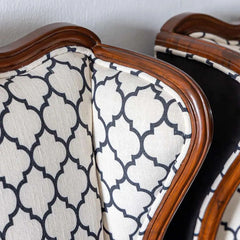 Traditional Pair of Luxurious Teakwood Walnut Wing Chair