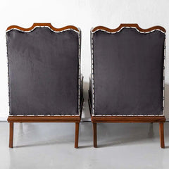 Traditional Pair of Luxurious Teakwood Walnut Wing Chair