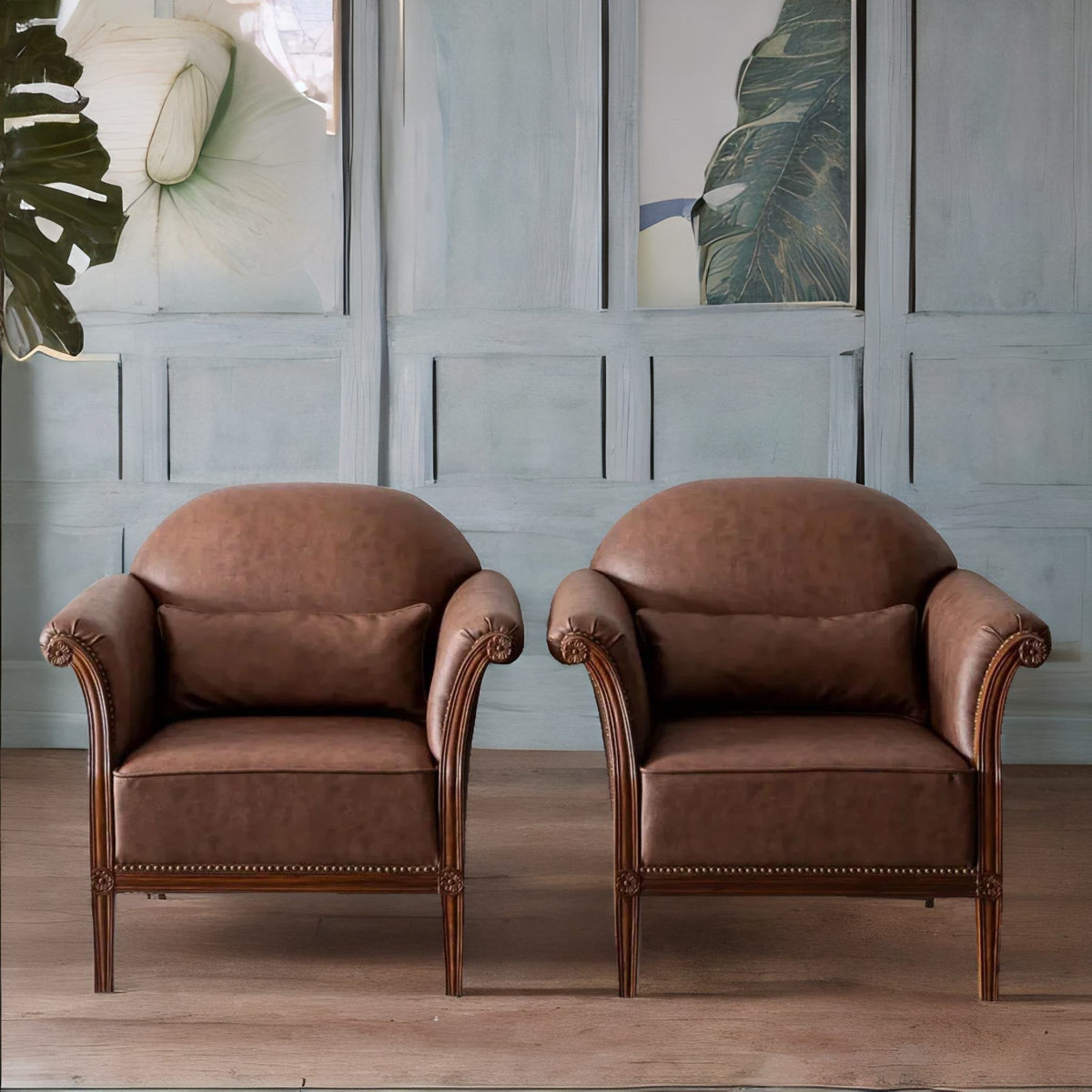 Traditional Luxurious Teakwood Single Seater Sofa