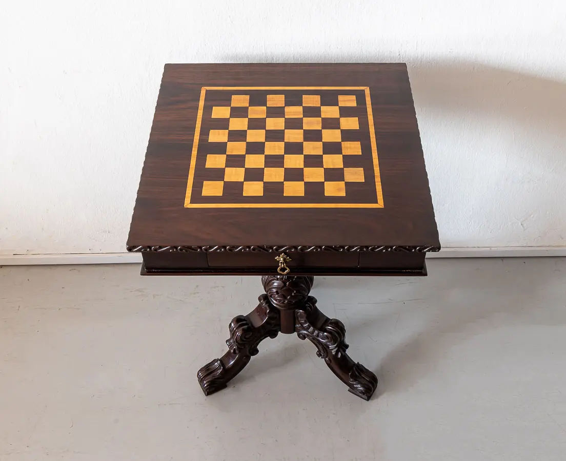 Traditional Classic Rosewood Chess Side Table