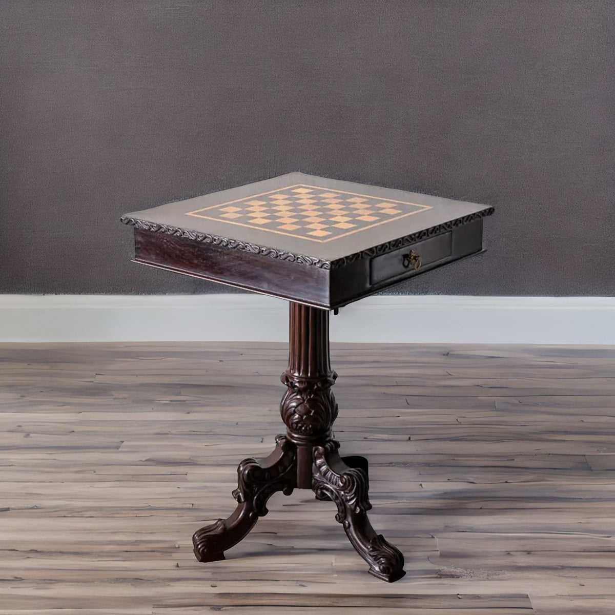 Traditional Classic Rosewood Chess Side Table