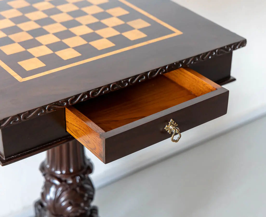Traditional Classic Rosewood Chess Side Table