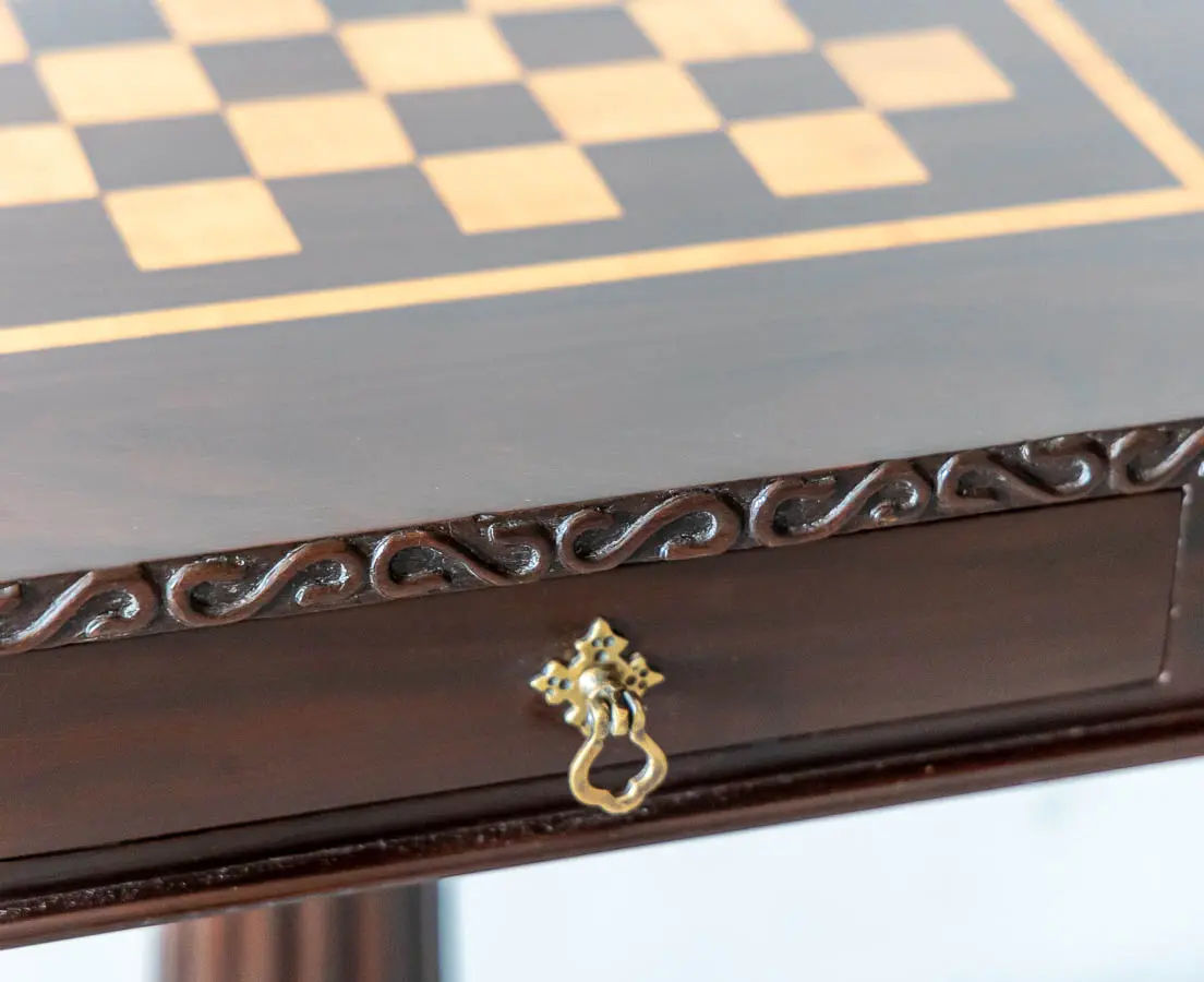 Traditional Classic Rosewood Chess Side Table