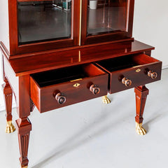 Traditional & Luxurious Carved Teakwood Glass Front Cabinet