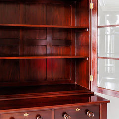 Traditional & Luxurious Carved Teakwood Glass Front Cabinet