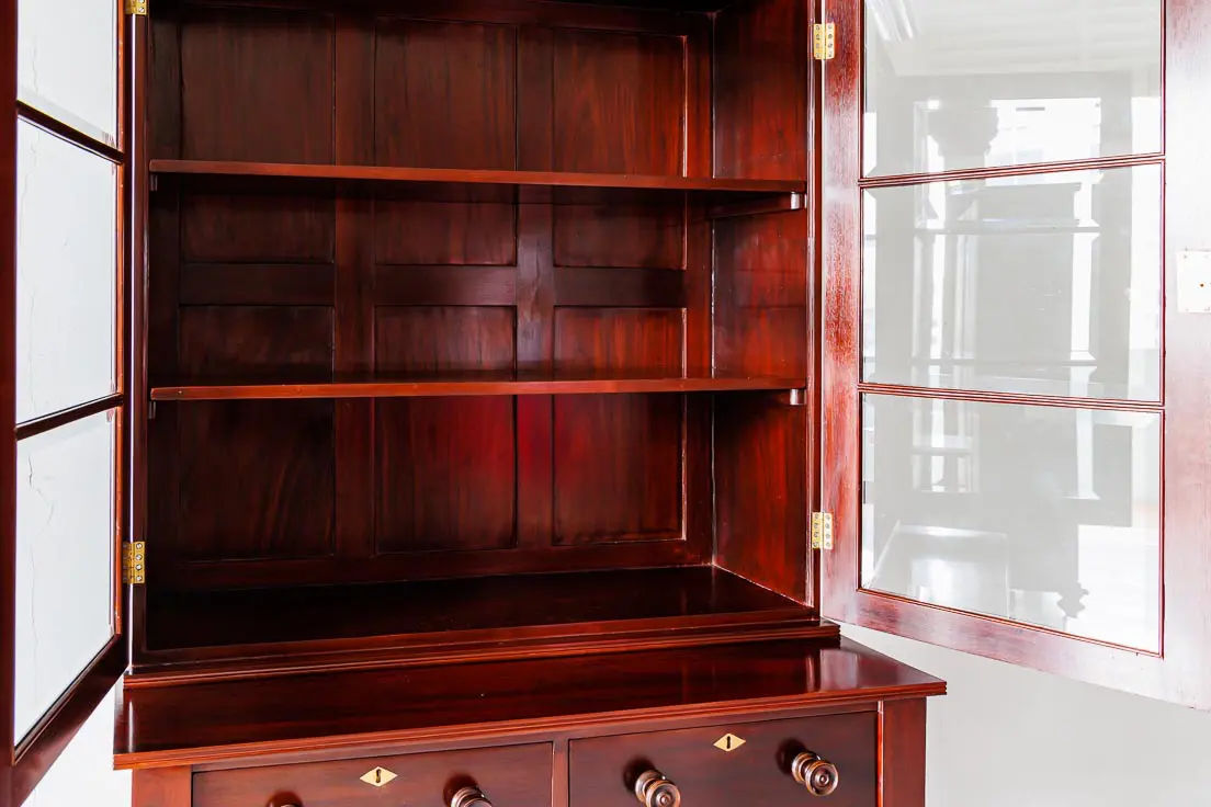 Traditional & Luxurious Carved Teakwood Glass Front Cabinet