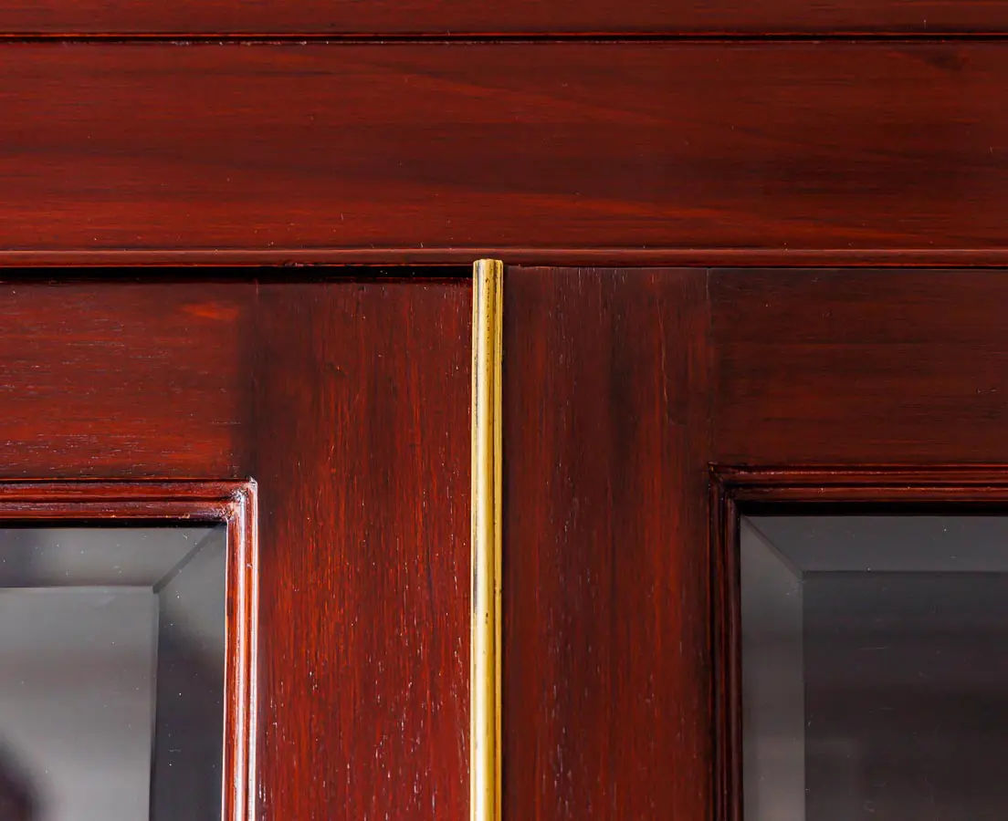 Traditional & Luxurious Carved Teakwood Glass Front Cabinet