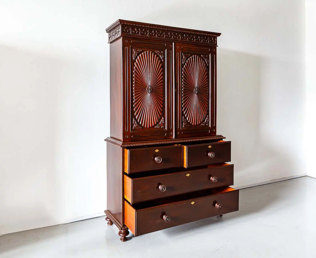 Traditional & Classic Rosewood Carved Cupboard