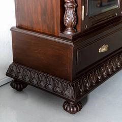 Traditional & Classic Carved Teakwood Glass Front Cabinet With Pillars