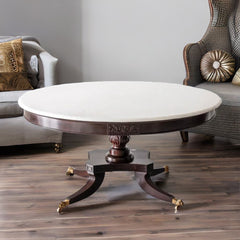 Classic Rosewood Round Dining Table With Marble Top