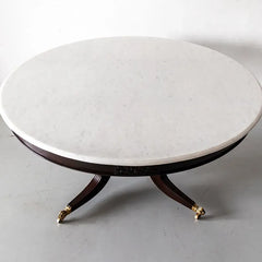 Classic Rosewood Round Dining Table With Marble Top