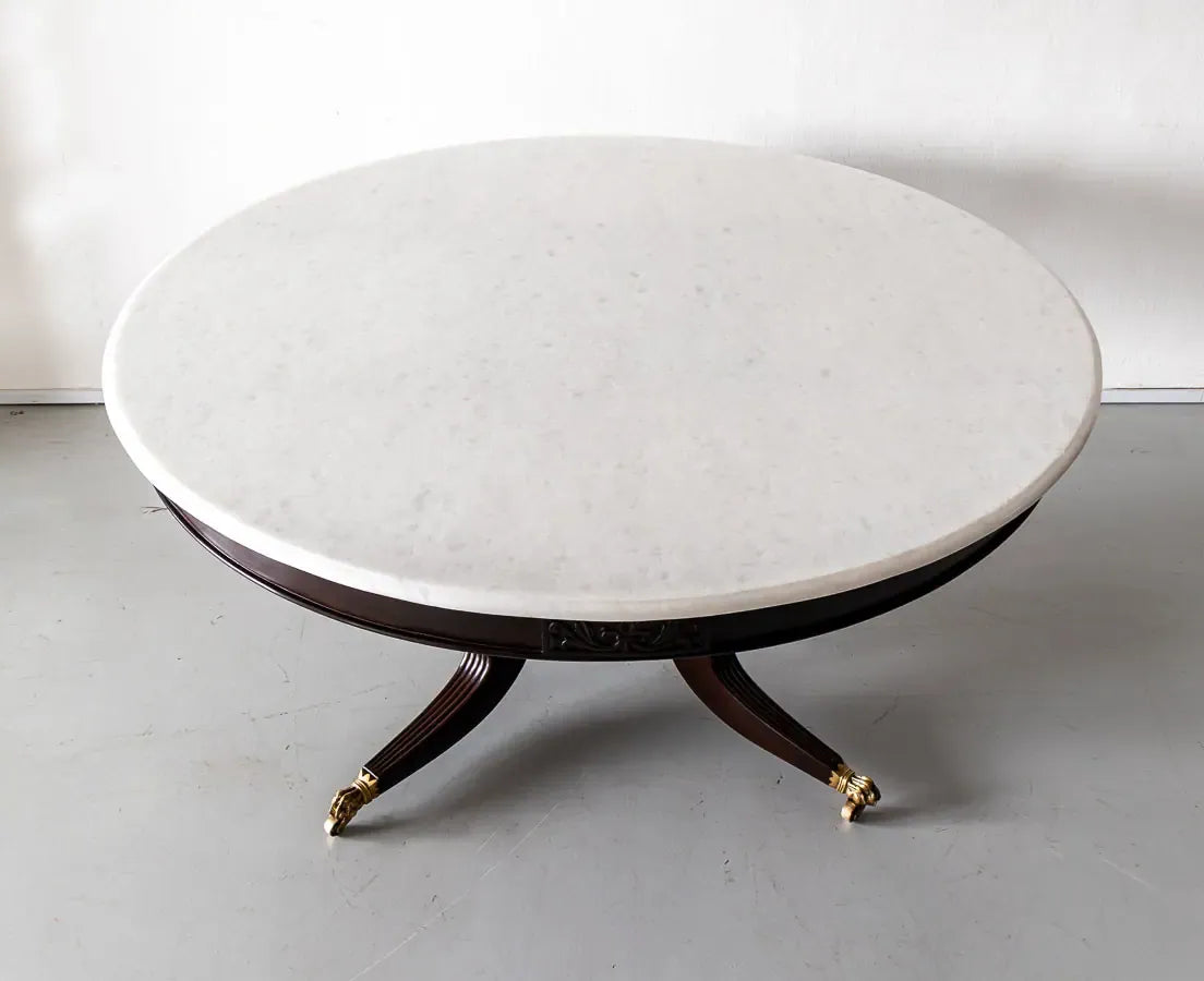 Classic Rosewood Round Dining Table With Marble Top
