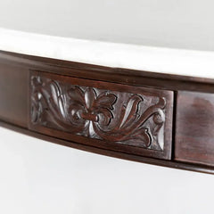 Classic Rosewood Round Dining Table With Marble Top