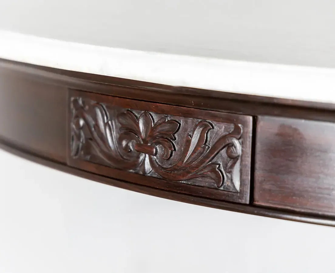 Classic Rosewood Round Dining Table With Marble Top