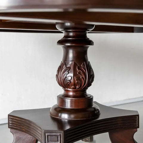 Classic Rosewood Round Dining Table With Marble Top