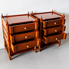 Traditional Pair of Luxurious Teakwood Bed Side Tables With 3 Drawer