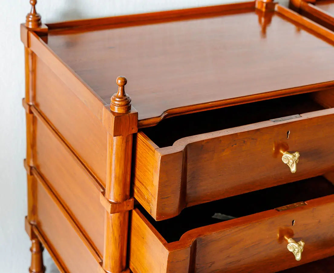 Traditional Pair of Luxurious Teakwood Bed Side Tables With 3 Drawer