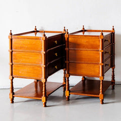 Traditional Pair of Luxurious Teakwood Bed Side Tables With 3 Drawer