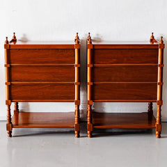 Traditional Pair of Luxurious Teakwood Bed Side Tables With 3 Drawer