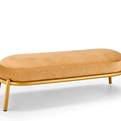 Modern Fabric Entryway Bench | Gold & Brown