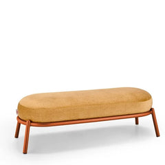 Modern Fabric Entryway Bench | Gold & Brown