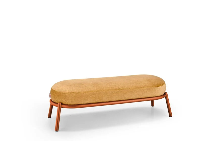 Modern Fabric Entryway Bench | Gold & Brown