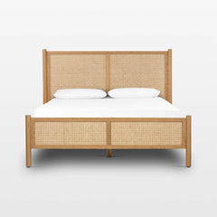 Berlin Solid Wood Rattan Cane Bed - All Sizes