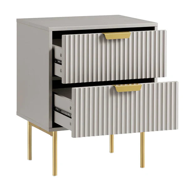 Solid Wood Bedside Table With Drawer - Taupe Finish