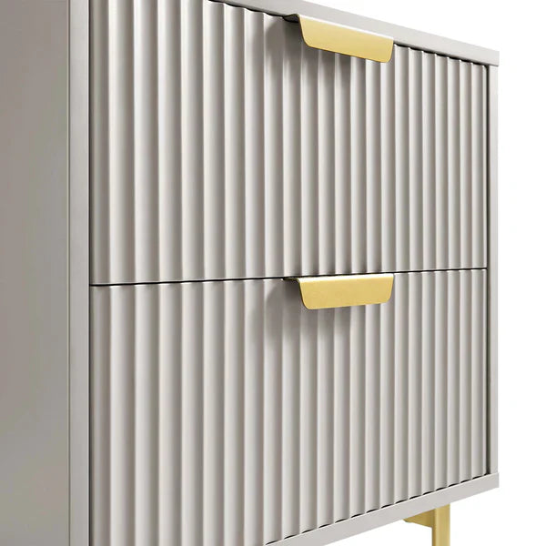 Solid Wood Bedside Table With Drawer - Taupe Finish