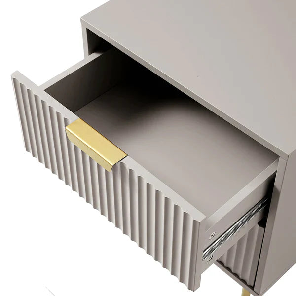 Solid Wood Bedside Table With Drawer - Taupe Finish