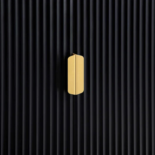 Solid Wood 2 Door Highboard Storage Cabinet - Black Finish