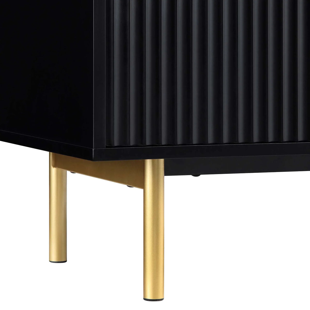 Solid Wood 2 Door Highboard Storage Cabinet - Black Finish