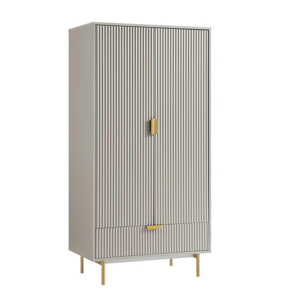 Solid Wood 2- Door Wardrobe - Taupe Finish