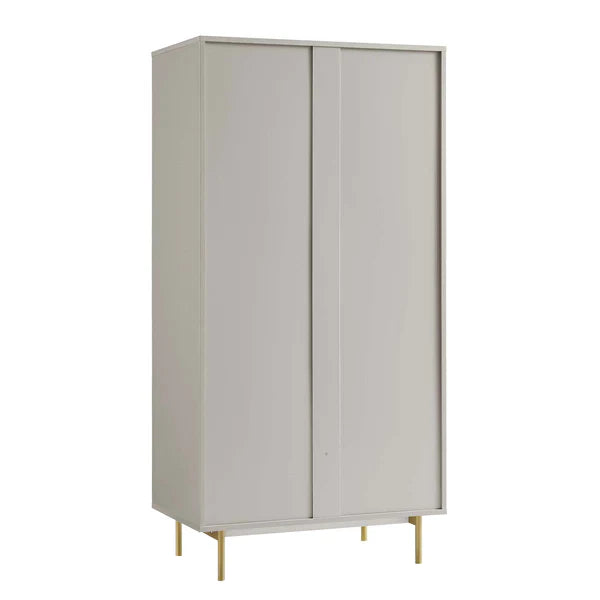 Solid Wood 2- Door Wardrobe - Taupe Finish
