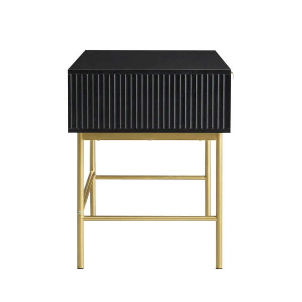 Solid Wood Dressing Table Stripped Design - Black Finish