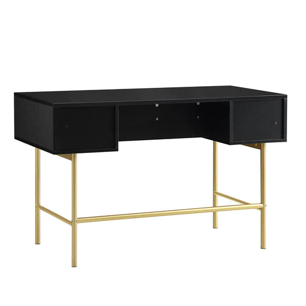 Solid Wood Dressing Table Stripped Design - Black Finish